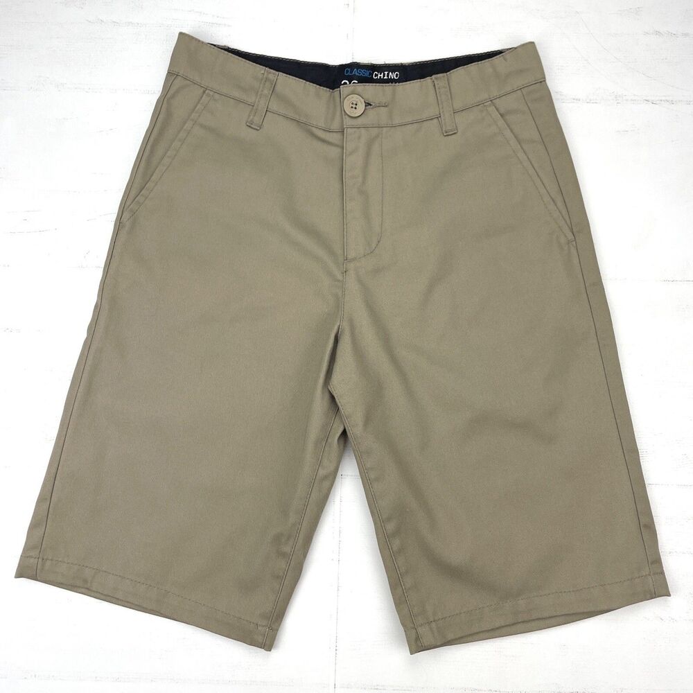 Tillys Blue Crown Shorts Boys 12 W26 Khaki Classic Chino Preppy School Uniform
